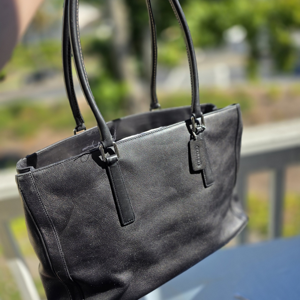 Coach Black Leather Tote Bag Briefcase Perfect For Work